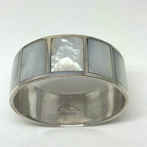 Vintage Sterling silver 925 Mother of Pearl bangle bracelet